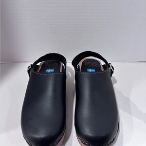 MIA Alma Lug Leather Swedish Anatomisk Clogs Shoes Black Size 40